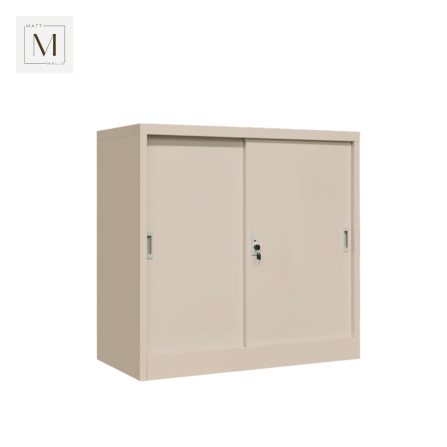 ตู้เอกสารเหล็กบานเลื่อน MATTMALLS รุ่น M-FC-M1 สีครีม ทึบเตี้ย 85 ซม._3